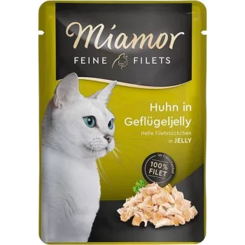 MIAMOR Filetes finos pollo con gelatina de ave - Alimento húmedo para gatos - 100g