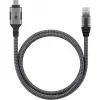 Cable Ethernet USB-C 3.2 Gen2 Conector macho > Conector macho RJ-45, adaptador LAN negro/Plata, 1,5 metros, funda de textil trenzado