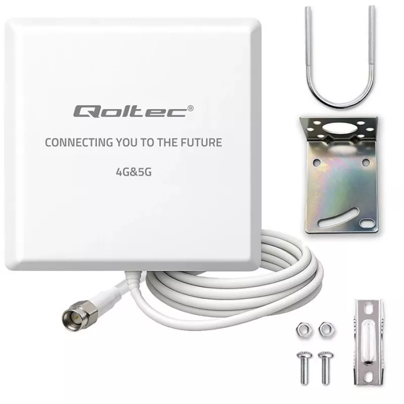 Antena 4G/5G LTE exterior QOLTEC 9 dBi con conector SMA y cable de 3 m
