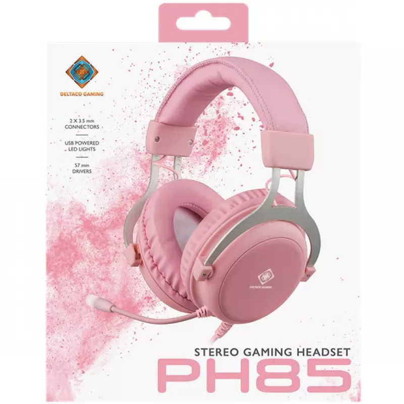 Auriculares y headset Deltaco GAM-030-P con cable diadema Gaming USB Type-A Rosa (GAM-030-P)