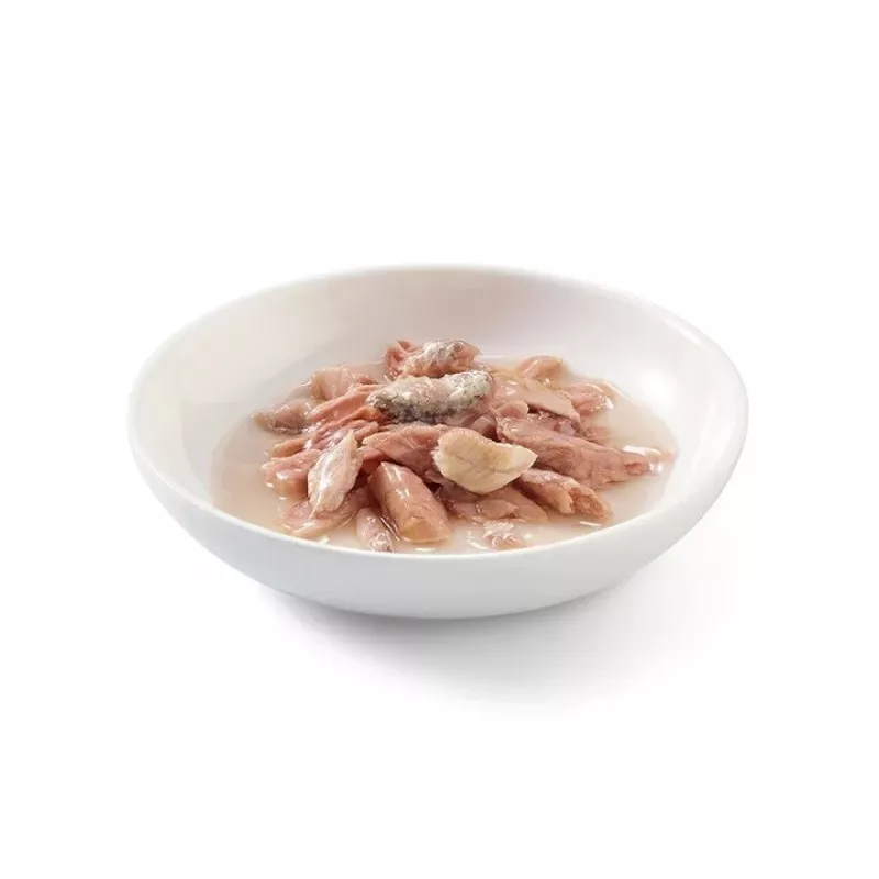 SCHESIR en caldo de cocción Atún con sardinas - Comida húmeda para gatos - 70 g