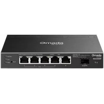Switch de red TP‑LINK SG2206MP L2 Gigabit Ethernet PoE 5 puertos (5x Gigabit, 1x SFP, PoE+ 4 puertos, presupuesto 63W)