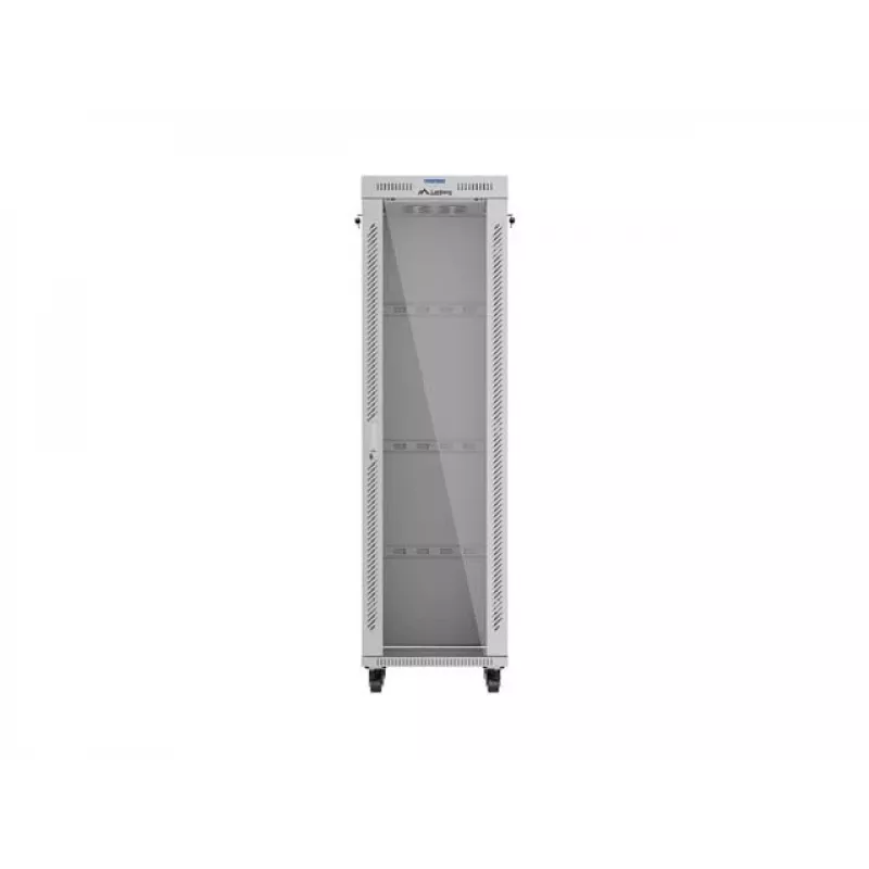 Armario rack de suelo LANBERG 19 pulgadas 42U 600×600 mm gris con puerta de cristal y LCD (flat pack)