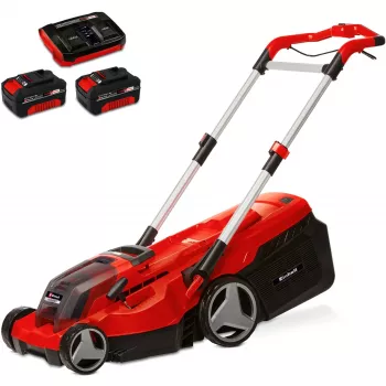 Cortacésped a batería profesional RASARRO 36/38, 36 voltios (2x18 V) (rojo/negro, 2 baterías de litio-ion 4,0 Ah)