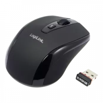LogiLink Ratón óptico inalámbrico 2,4 GHz Mini - Ratón - óptico - 3 botones - inalámbrico - 2,4 GHz - receptor inalámbrico (USB) - Negro (ID0031)