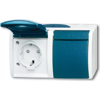 BUSCH JAEGER 20/2 EBW-53 - CEE 7/3 - 2P+E - azul - blanco - IP44 - 250 V - 16 A