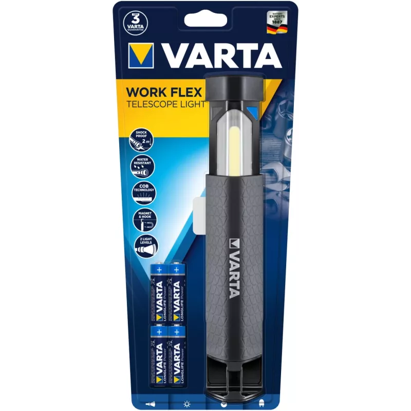 Lámpara de trabajo LED Varta Work Flex negra 250 lm IPX4
