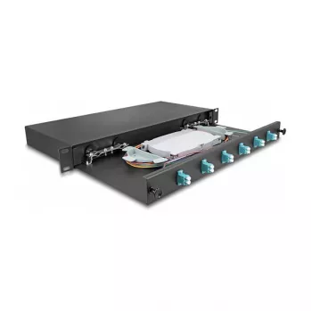 Caja de empalme de fibra óptica DeLOCK 66998 negro metal 482x220x44mm