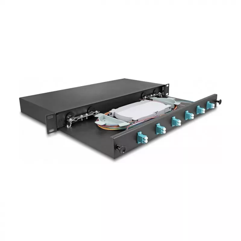 Caja de empalme de fibra óptica DeLOCK 66998 negro metal 482x220x44mm