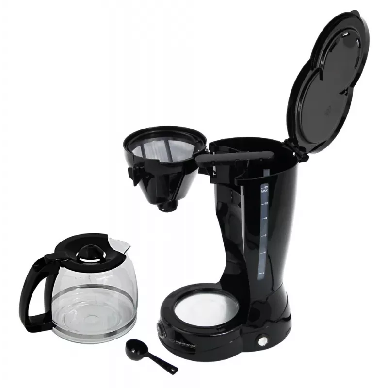 Cafetera de filtro ESPERANZA EKC009, depósito de agua 1,5 l, 800 W, para encimera, negra