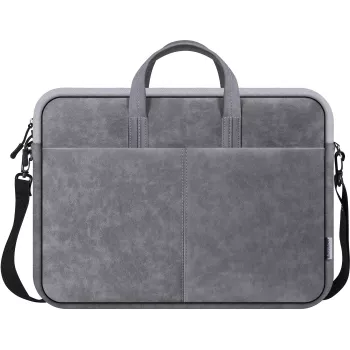 Funda toploader DEFENDER Solid para portátiles de 15,6 pulgadas, poliuretano, gris, asa de transporte, correa de hombro extraíble