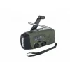 Radio de emergencia FOSCO 464600 con linterna LED, powerbank, FM, IPX3, carga solar/manivela/USB-C — verde/negro