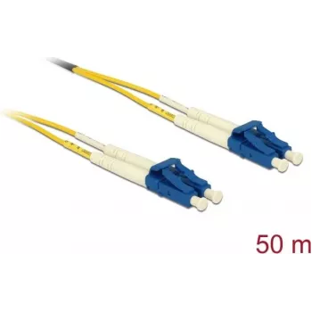 Cable de fibra óptica DELOCK 80159 OS2 50 m 2x LC → 2x LC, 9 µm, dúplex completo, amarillo/azul