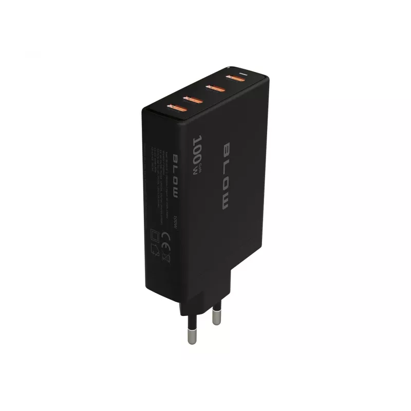 BLOW 4xUSB-C PD 100W GaN cargador de pared, negro
