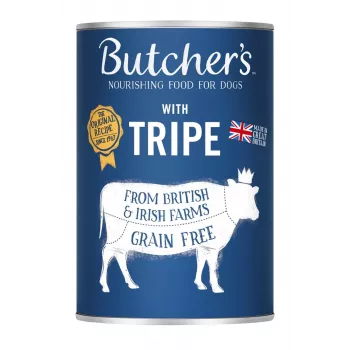 Comida húmeda para perros Butcher's Original Tripe 400 g – sabor ternera, perros adultos, 80 % humedad