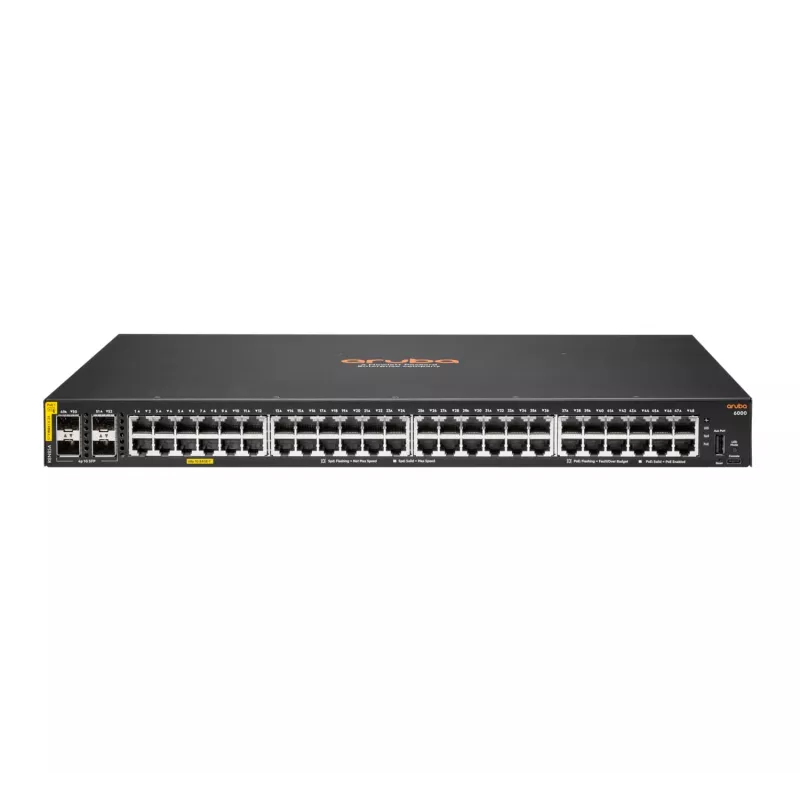 HPE Aruba Networking CX 6000 48G Class4 PoE 4SFP 370W gestionado L3 Gigabit Ethernet (10/100/1000) Power over Ethernet (PoE) 1U