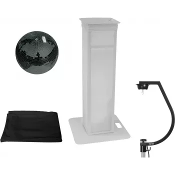 Set de bola de espejos EUROLITE 20000715 — bola de espejos de 30 cm con soporte de escenario variable y cubierta negra