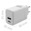 Cargador GaN 45W 5V 20V 1,5A 3A, 1x USB-C PD, 1x USB-A