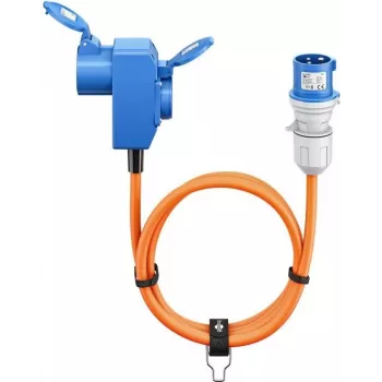 Goobay Cable adaptador CEE conector macho CEE a conector hembra CEE de 90° y conector hembra schuko 5 m (76233)
