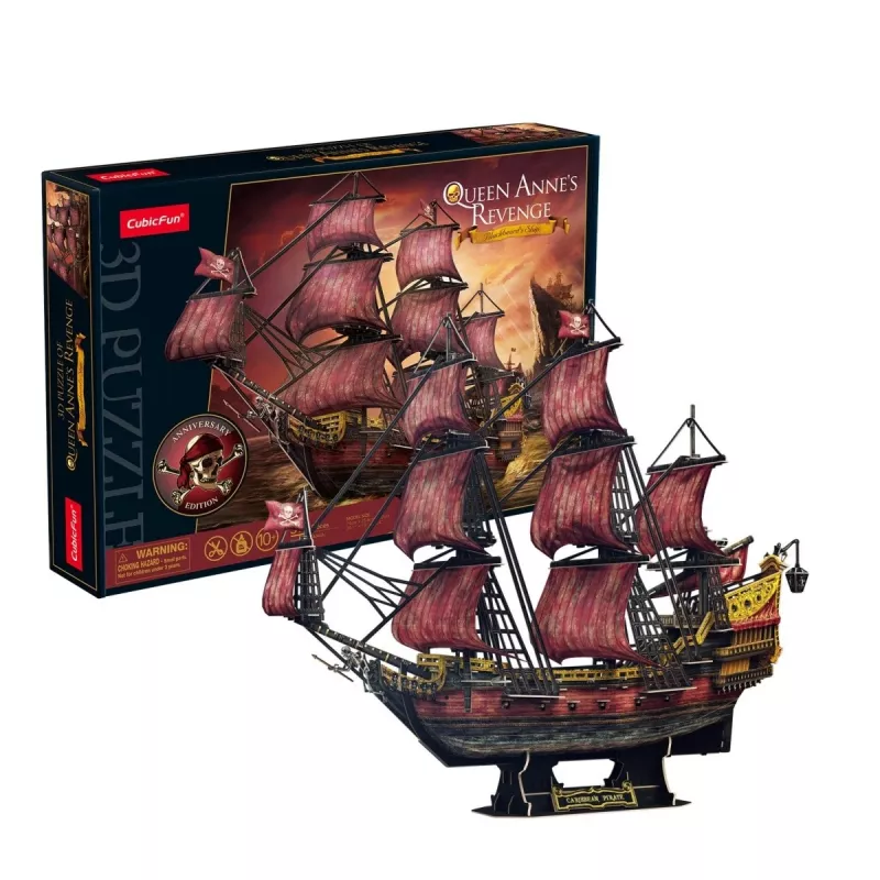 Puzle 3D cubicfun Queen Anne's Revenge Anniversary Version – modelo 306-T4040H, barco de colección para montar