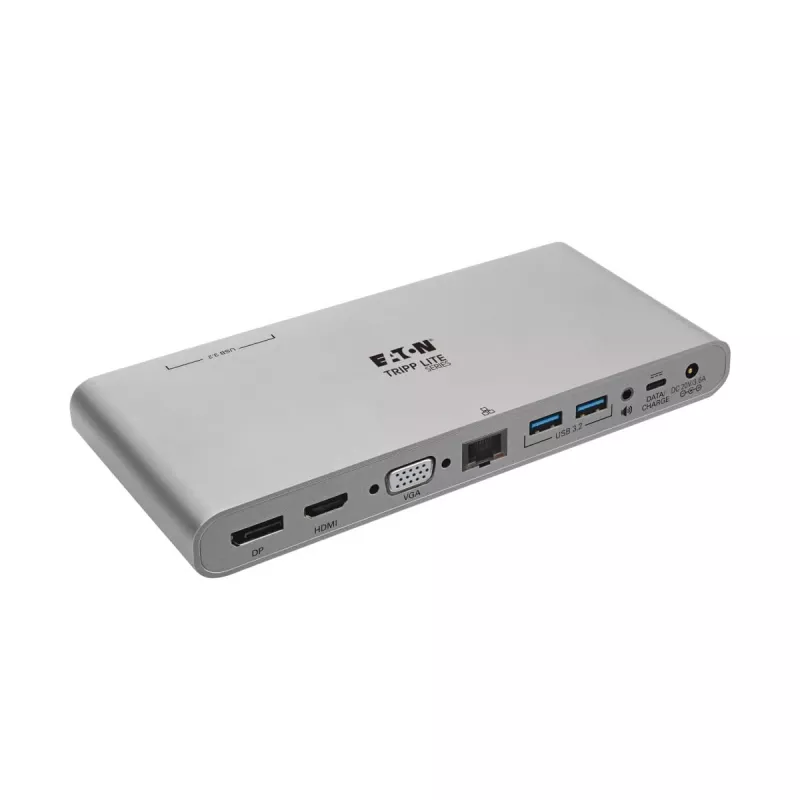 Eaton Tripp Lite Dock USB-C, Triple Display - 4K HDMI/DisplayPort, VGA, USB 3.2 Gen 1, Hub USB-A/USB-C, GbE, carga PD 100W, cables de alimentación internacionales - Estación de acoplamiento - USB-C