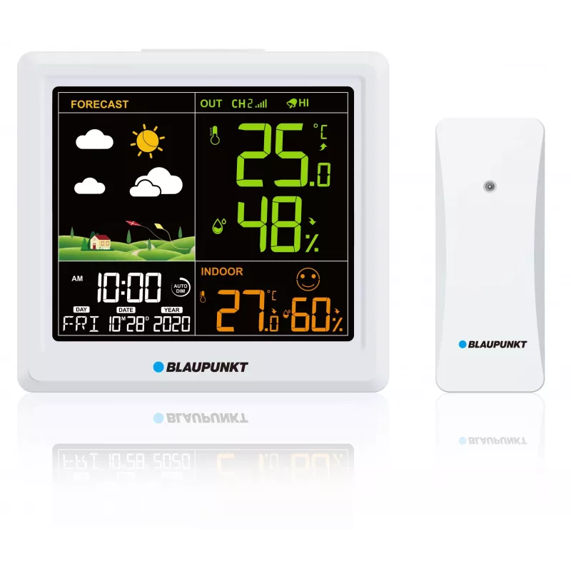 Estación meteorológica BLAUPUNKT WS25WH — mediciones interior/exterior, sensores inalámbricos