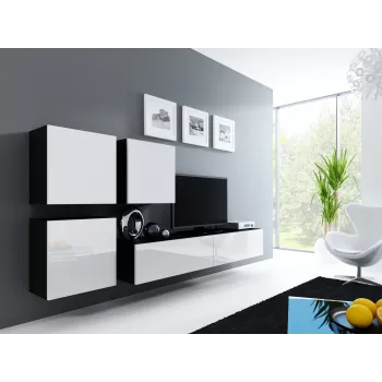 Armario Cama Square VIGO 50/50/30 negro/blanco brillo