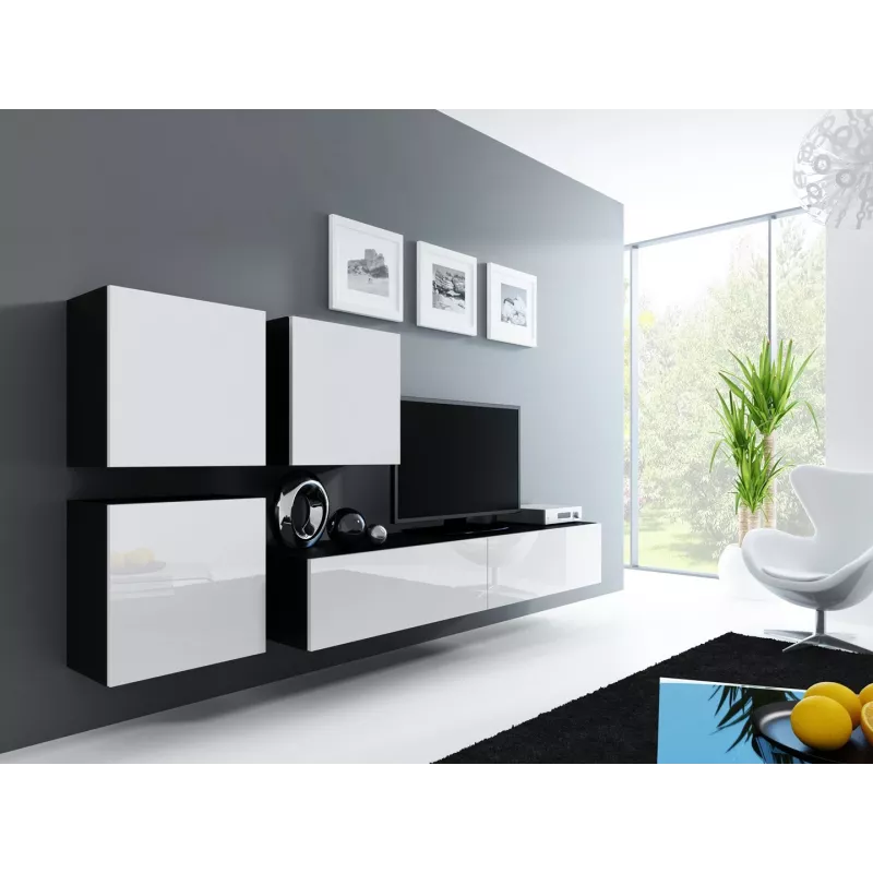 Armario Cama Square VIGO 50/50/30 negro/blanco brillo
