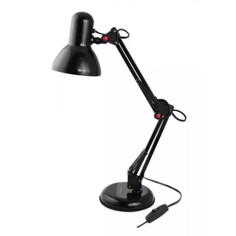 Lámpara de mesa ESPERANZA AVIOR E27 12W LED, negra, regulable en altura, brazo flexible, casquillo E27