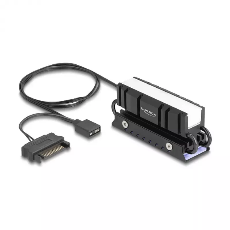 Disipador DELOCK 18460 para SSD M.2 2280 — aluminio/cobre, RGB 5V, negro