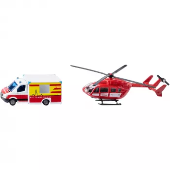 Conjunto de juguetes Usorteret Siku Mercedes-Benz ambulancia y helicóptero set de modelos