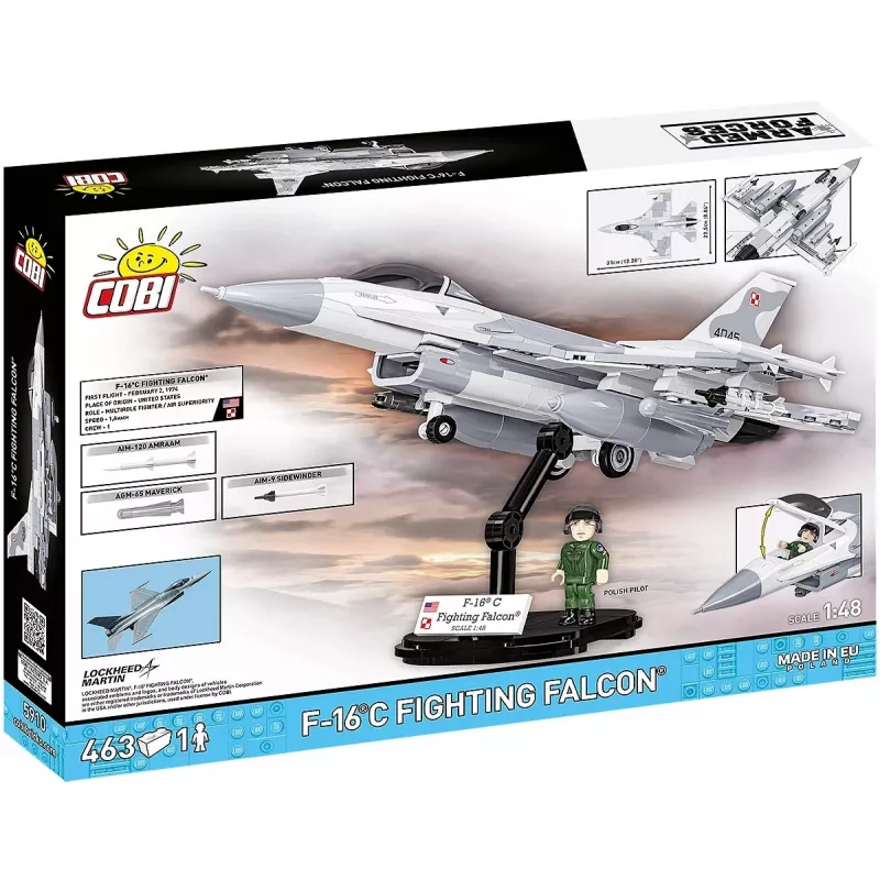 Set de construcción Cobi F-16C Fighting Falcon – 463 piezas, maqueta a escala