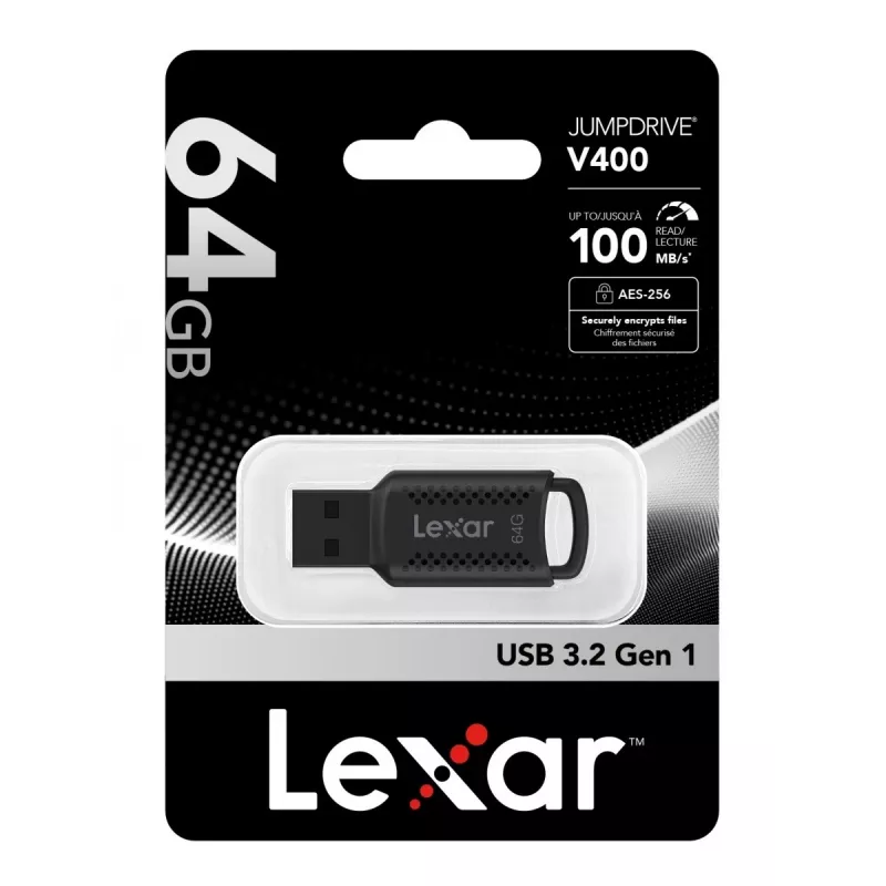 Lexar JumpDrive LJDV400064G-BNBNG memoria USB 64 GB USB Type-A 3.2 Gen 1 (3.1 Gen 1) negra