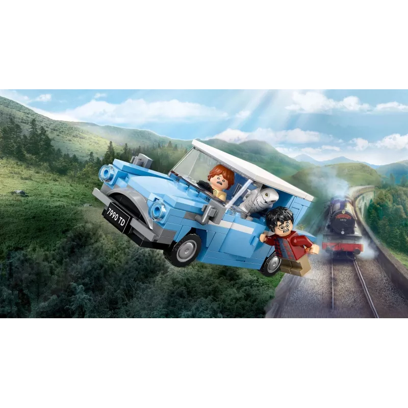 LEGO Harry Potter Coche volador Ford Anglia, juguete para niños y niñas a partir de 7 años, modelo construible con minifigura de Ron Weasley y Hedwig