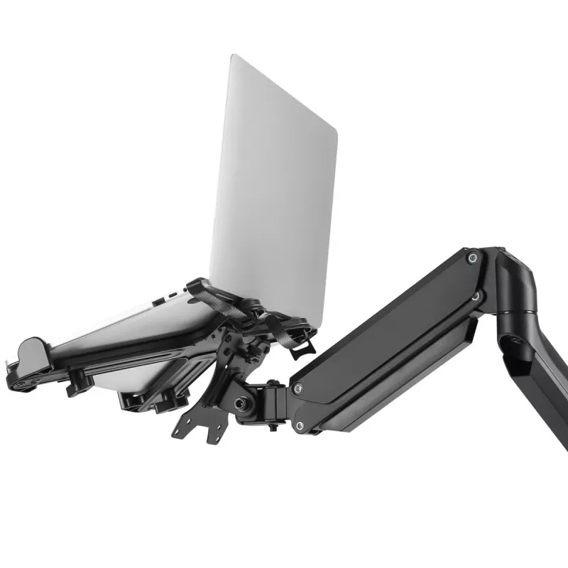 Soporte de escritorio para portátil MACLEAN MC-836 — regulable en altura, diseño ergonómico, negro, para uso horizontal del portátil (58,5×236×320 mm)