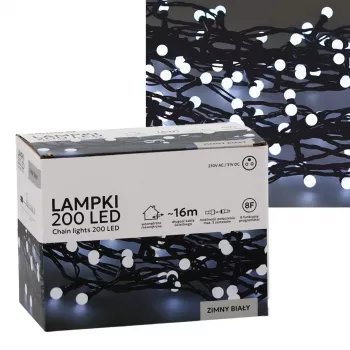 Guirnalda LED Extralink 200 bombillas blanco frío, diámetro 3+ mm, longitud 16 m