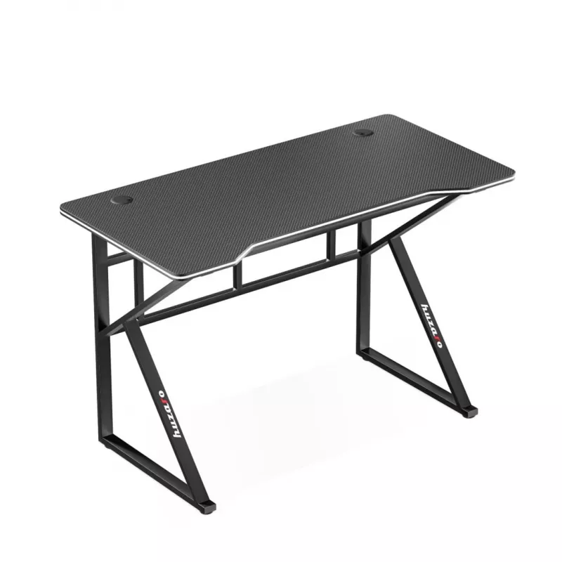 Mesa gaming Huzaro Hero 1.6 negra — mesa recta de MDF/carbono 1200×600×750 mm, estructura metálica