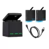Cargador de tres canales Telesin GP-BNC-801 para GoPro Hero5/6/7/8 con compartimento de carga para 2 baterías