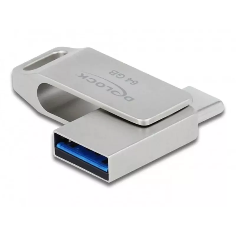 Memoria USB DeLOCK 64 GB USB-C Type-A giratoria carcasa de metal