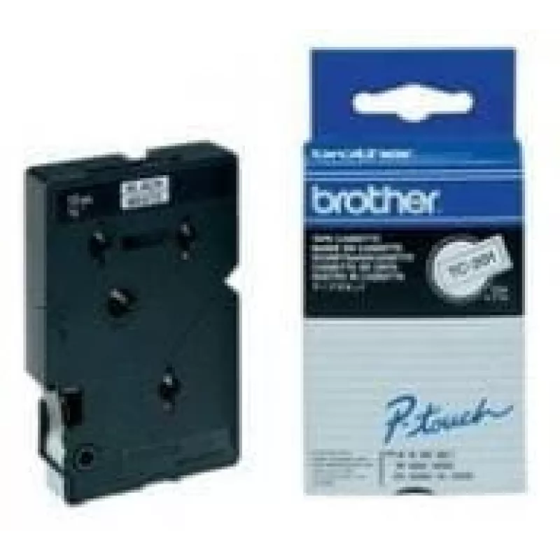 Cinta de etiquetar laminada brillante Brother - 12 mm, negro/blanco, pack de 10 cintas de etiquetar TC