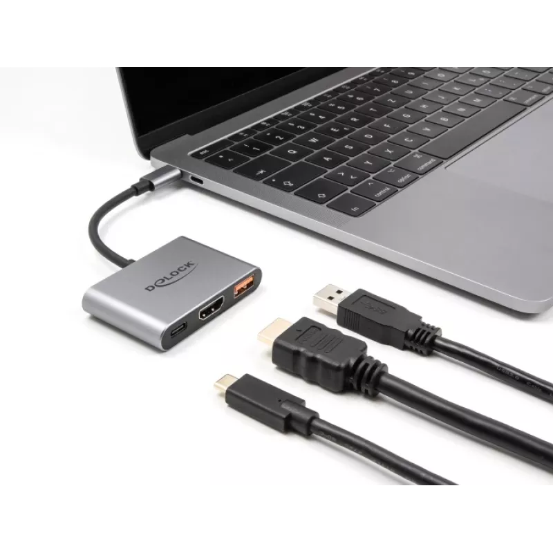 Adaptador de cable de vídeo DeLOCK 61071 0,1 m USB Type-C USB Type-C USB Type-A HDMI gris