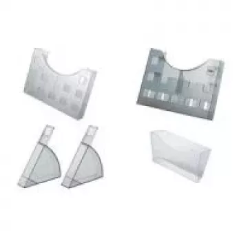 Expositor de folletos helit, DIN A5 horizontal-2x DIN A6 vertical, transparente para montaje en pared o uso sobre mesa, ampliable de forma continua (H6102602)