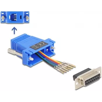 DELOCK D-Sub 15 polos conector hembra a RJ12 conector hembra set de montaje, azul