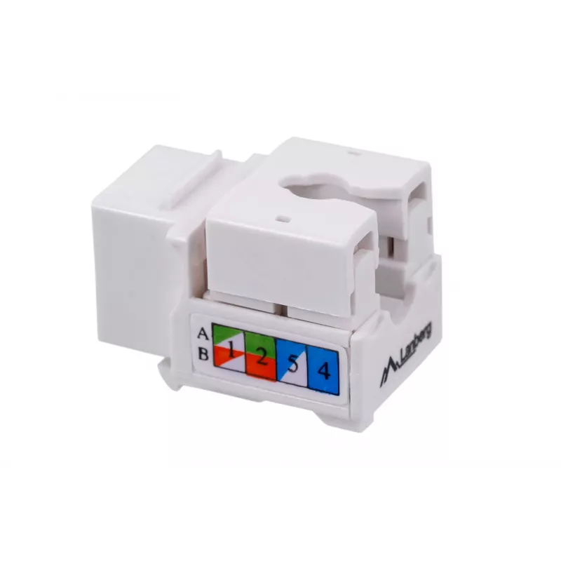 Módulo Keystone LANBERG KSU6-1090, Cat6 U/UTP plano, conector macho RJ-45 a conector hembra LSA, AWG 22/26, 14.5×16.1 mm, blanco