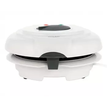 Gofrera Adler AD 3038 – gofre redondo individual, 1500 W, termostato regulable, placas antiadherentes, gris/blanco
