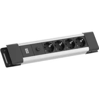 Regleta de enchufes Bachmann CONNECTUS con 3 tomas CEE7, 10 A, cable de 2,0 m, conector C14, gris