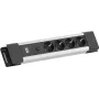 Regleta de enchufes Bachmann CONNECTUS con 3 tomas CEE7, 10 A, cable de 2,0 m, conector C14, gris