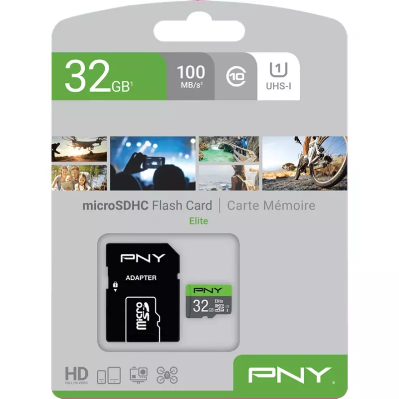 Tarjeta MicroSDHC PNY Elite 32 GB Class 10 UHS-I P-SDU32GU185GW-GE