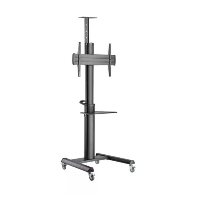 Soporte de TV de suelo Gembird TVS-70T-02 para pantallas de 37 inch-70 inch, máx. 70 kg, VESA 200x200-600x400, inclinable ±5°/-12°, altura ajustable, ruedas, gestión de cables