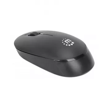 Manhattan ratón inalámbrico Performance III, negro, 1000 dpi, 2,4 GHz (hasta 10 m), USB, óptico, ambidiestro, tres botones con rueda de desplazamiento, receptor nano USB, pila AA (no incluida), base de baja fricción, tres años de garantía